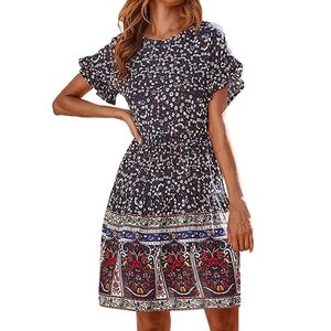 Vibrant Mini Floral Viscose Dress
